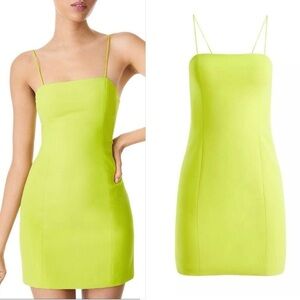 Alice + Olivia Citron Yellow Fifi Fitted Mini Cami Dress
